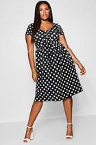 Boohoo Plus Polka Dot Knot Front Maxi Dress