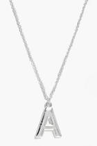 Boohoo Silver A Initial Charm Necklace