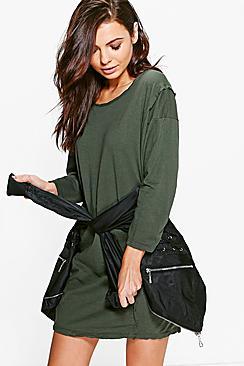 Boohoo Tina Oversized Roll Sleeve Sweat Dress