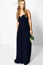 Boohoo Plus Helen Mesh Plunge Bandeau Maxi Dress Navy