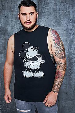 Boohoo Big And Tall Disney Mickey Crew Neck Tank