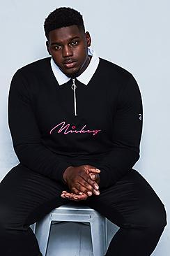 Boohoo Big And Tall Disney Mickey Signature Rugby Top