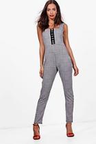 Boohoo Jolie Checked Corset Detail Pinafore Style Jumpsuit