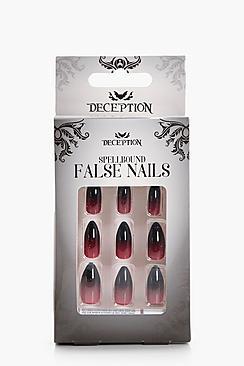 Boohoo Black Ombre 12 Pack Halloween False Nails Kit