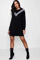 Boohoo Rhiane Rainbow Stripe Chevron Sweat Dress