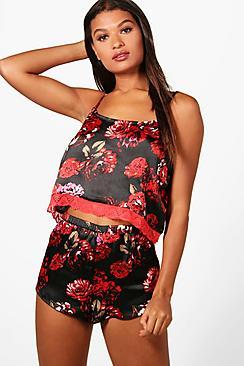 Boohoo Sara Printed Cami + Short Set
