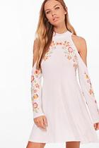 Boohoo Kayla Cold Shoulder Printed Floral Smock Dress