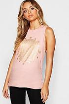 Boohoo Metallic Boho Print Vest
