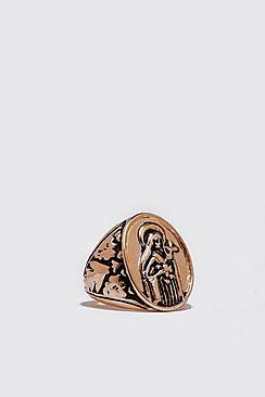 Boohoo Oval Figure Embossed Signet Ring