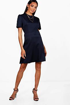 Boohoo Tailored Woven Skater Dress