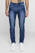 Boohoo Skinny Fit Rigid Jeans With Front Pocket Print
