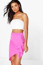 Boohoo Anisha Ruffle Side Asymetric Mini Skirt