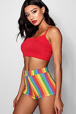 Boohoo Lorrie Rainbow High Waisted Knicker Shorts