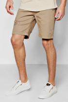 Boohoo Stone Distressed Twill Shorts Olive