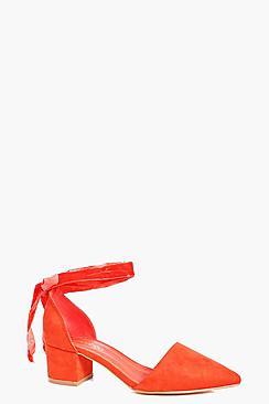 Boohoo Daisy Wide Fit Pointed Wrap Strap Ballet