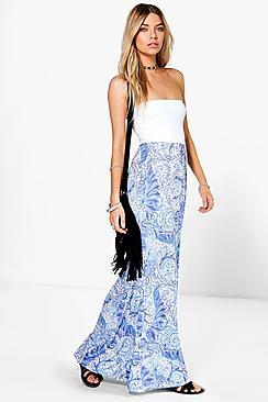 Boohoo Elisha Paisley Bandeau Maxi Dress