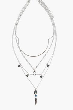 Boohoo Mia Coin & Dreamcatcher Layered Necklace