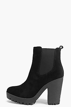 Boohoo Sarah Block Heel Cleated Chelsea