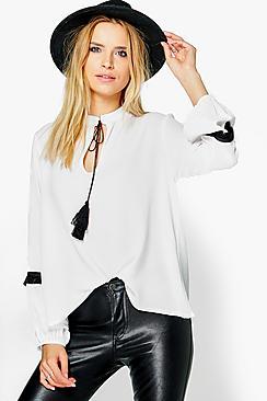 Boohoo Wendy Woven Sleeve Detail Blouse