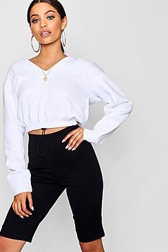 Boohoo Drawcord Cropped Hoody