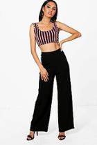 Boohoo Petite Harriet Pleated Front Straight Leg Trouser