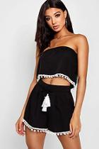 Boohoo Charly Pom Pom Trim Top And Short Co-ord