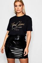 Boohoo Plus Janine Mon Cheri Tee Foil Print