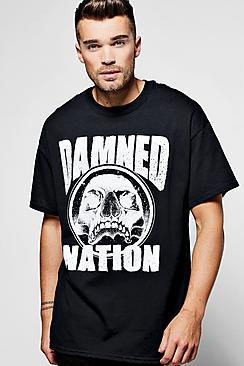 Boohoo Oversized Damned Nation Skull Print T Shirt
