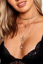 Boohoo Ria Sovereign & Rose Choker Layered Necklace
