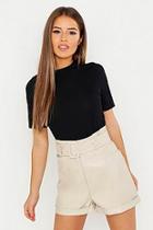 Boohoo Petite Ribbed Basic T Shirt