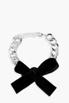 Boohoo Hannah Velvet Tie Chain Bracelet Silver