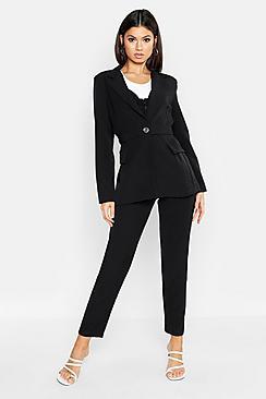 Boohoo Contrast Button Belted Blazer