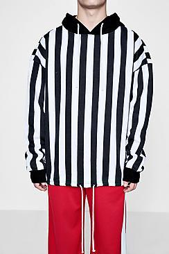 Boohoo Oversized Stripe Printed Hoodie