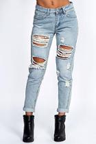 Boohoo Gemma All Over Ripped 7/8th Jeans