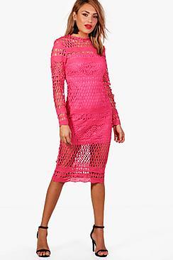Boohoo Boutique Veronique Lace Midi Dress