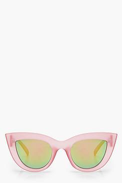 Boohoo Lily Pink Retro Lens Cat Eye Sunglasses