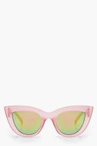 Boohoo Lily Pink Retro Lens Cat Eye Sunglasses