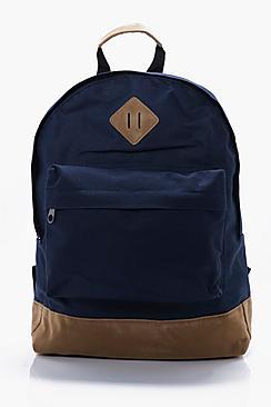 Boohoo Navy Canvas Backpack