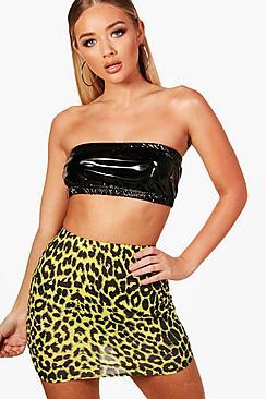 Boohoo Lexi Bright Leopard Print Mini Skirt
