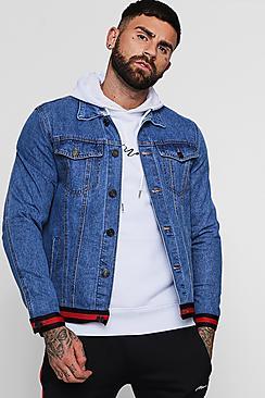 Boohoo Striped Rib Denim Jacket