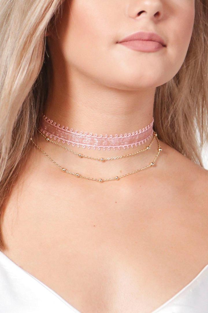 Boohoo Eve Chiffon Layered Diamante Chain Choker Gold