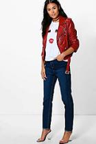 Boohoo Hannah Slim Fit Dark Washed Mom Jeans
