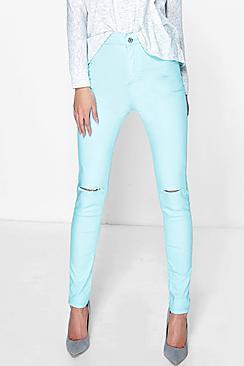 Boohoo Lara Stretch High Knee Rip Jeans
