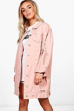 Boohoo Harriet Oversized Distressed Jacket