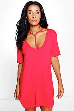 Boohoo Morgana Neck Strap Shift Dress