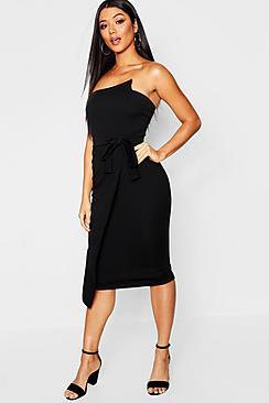 Boohoo Bandeau Wrap Midi Dress