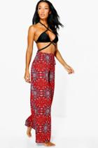 Boohoo Jasmine Paisley Beach Trouser Red