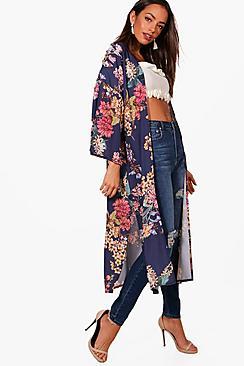 Boohoo Cassie Oriental Print Oversized Kimono