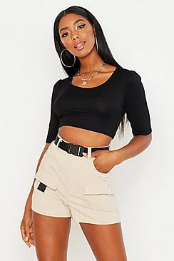 Boohoo Basic Puff Sleeve Plunge T-shirt