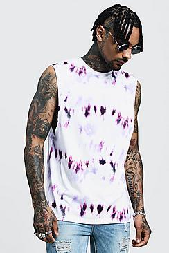 Boohoo Drop Arm Hole Tank In Tie Dye